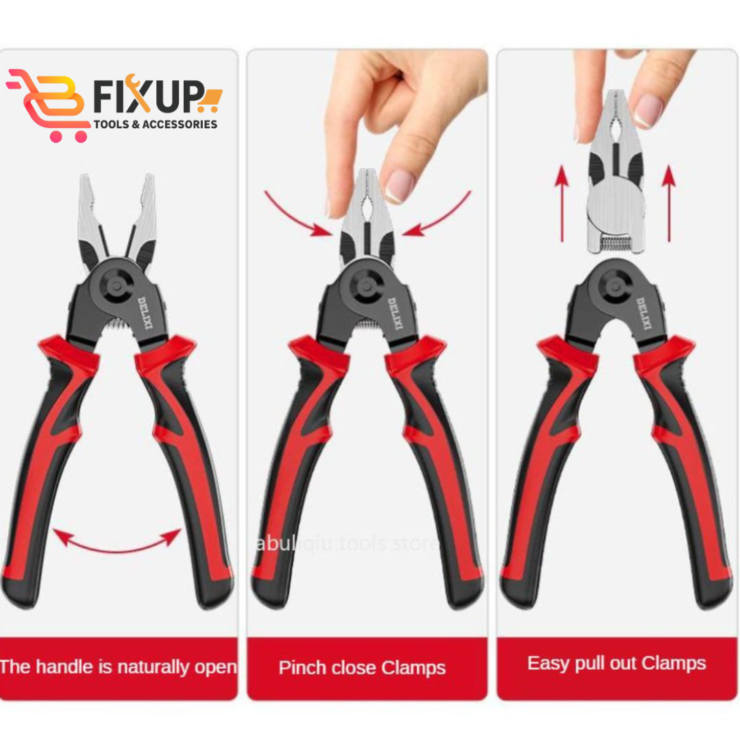 5 IN 1 Plier Tool Set - Includes Cable Cutters, Wire Stripper, Crimping Plier, Linesman Pliers, Scissor, Multipurpose Combination 8 Inch Pliers with Storage Case