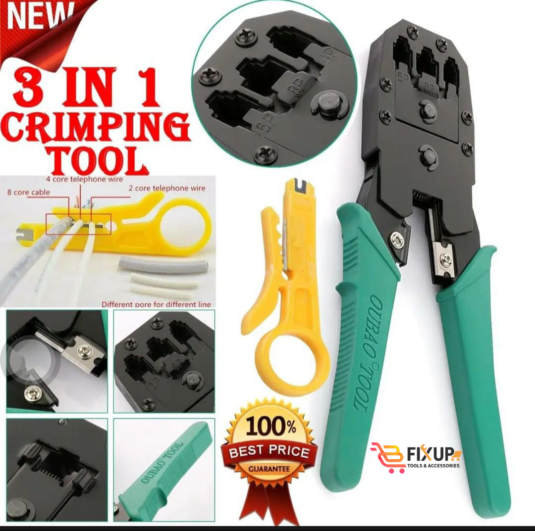 3 in 1 Modular Crimping Tool for cuts, strips ,and crimps 8p8c / Rj-45 ,6p6c /Rj12 ,6p4c /Rj-11, 4p4c & 4p2c in one tool