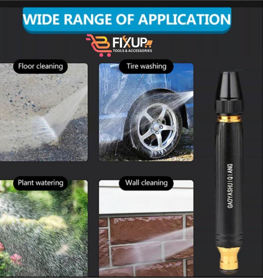 High pressure water spray nozzle hose pipe adjustable metal spray nozzle water pressure booster water spray gun for car wash cleaning & gardening water pressure nozzle