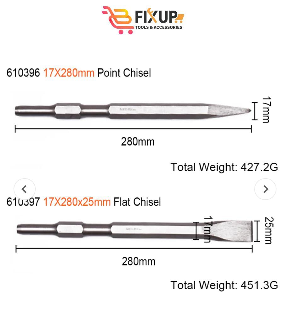 17X280X25mm Hex Flat Chisel 17 x 280mm